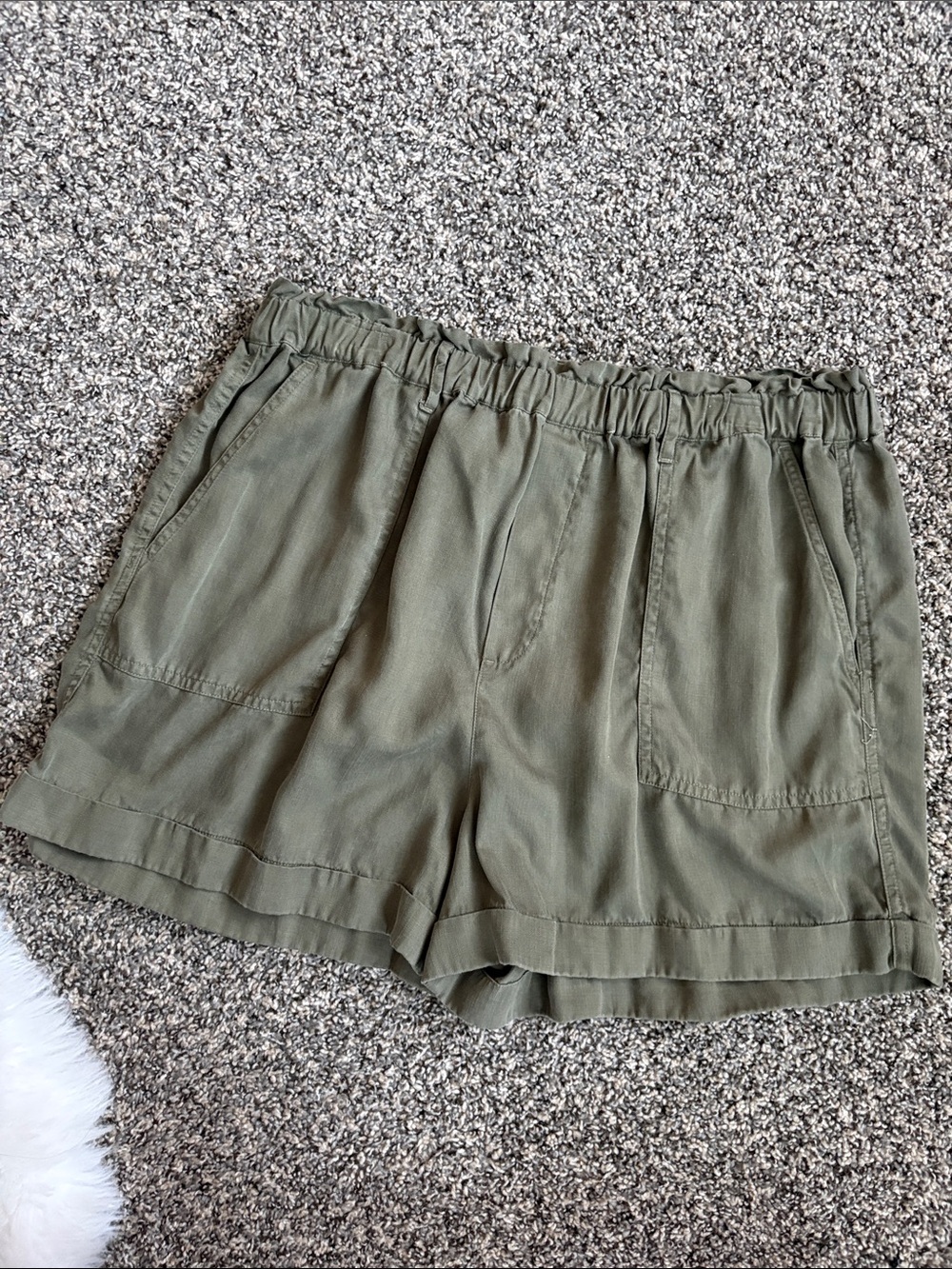 Lucky Brand Olive Green Elastic-Waist Shorts